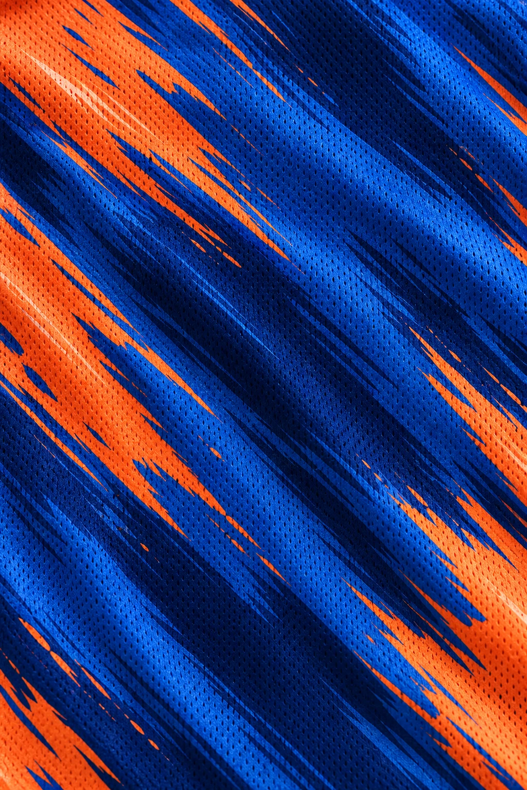 Close-up of blue and orange kit fabric